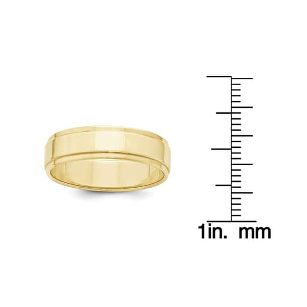 10K Yellow Gold 6mm Flat with Step Edge Band Ring Size 4 to 14 10K Yellow Gold 6mm Flat with Step Edge Band Ring Size 4 to 14