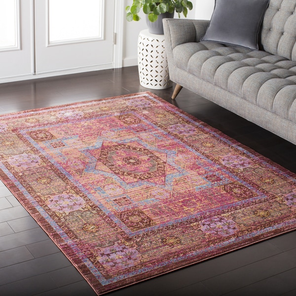 HauteHali Persian Bohemian Distressed Pink Area Rug (3�11 x 5�7) 3