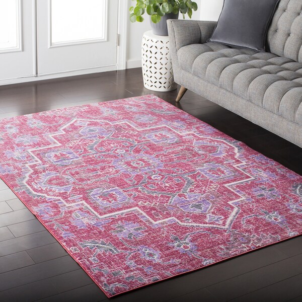 HaliHouse Distressed Persian Vintage Pink/ Purple Area Rug (3�11 x 5�7