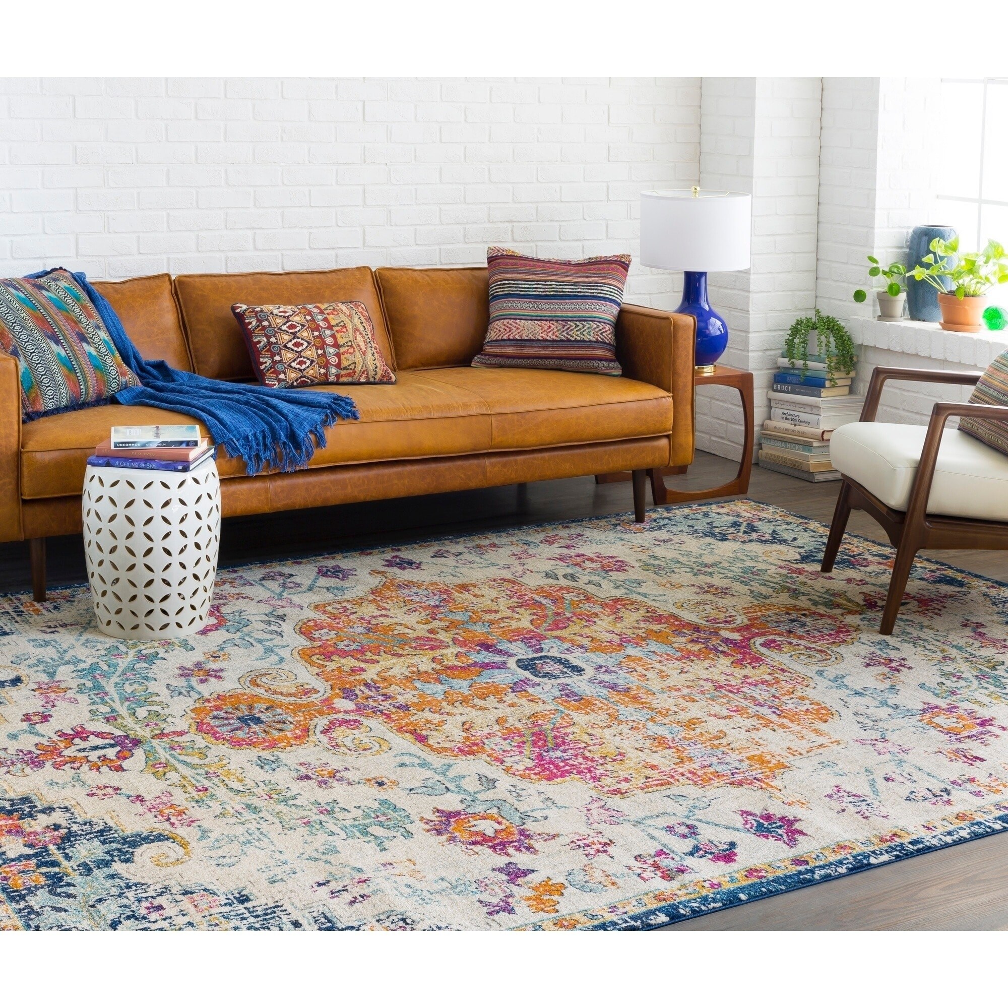 Distressed Bohemian Multicolor Medallion Area Rug 3 11 X 5 7