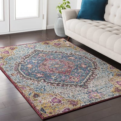 Amelia Persian Traditional Oriental Blue/ Purple Area Rug - 5'3" x 7'3"