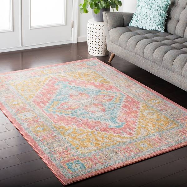 Shop Hali House Distressed Persian Vintage Pastel Pink Blue Area Rug 5 3 X 7 6 On Sale Overstock 15870293