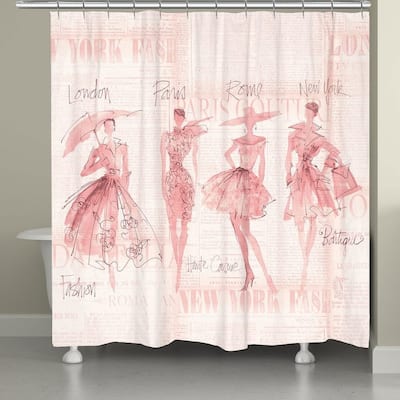 Laural Home Pink Fashion Divas Shower Curtain