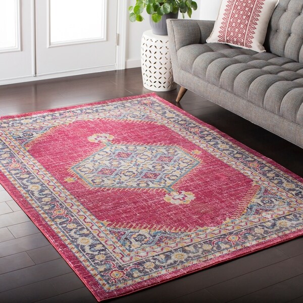 HaliHouse Distressed Persian Vintage Pink/ Aqua Area Rug 2� x 3