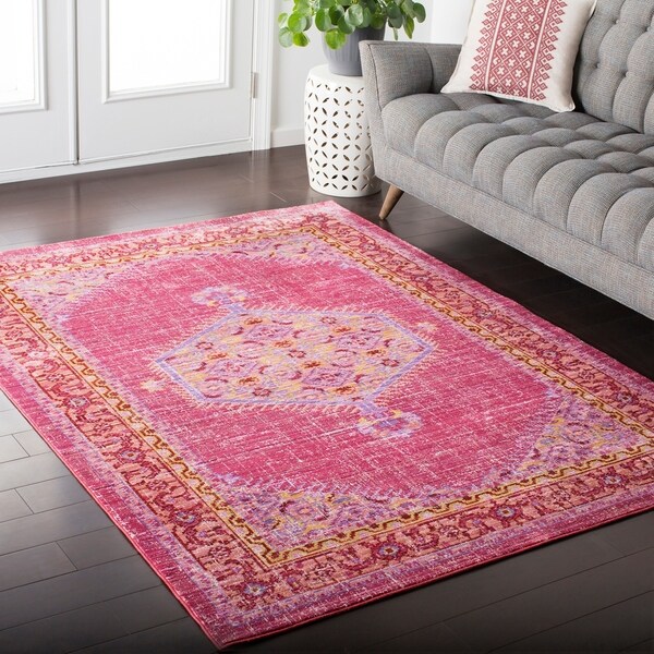 HaliHouse Distressed Persian Vintage Pink Area Rug 2� x 3