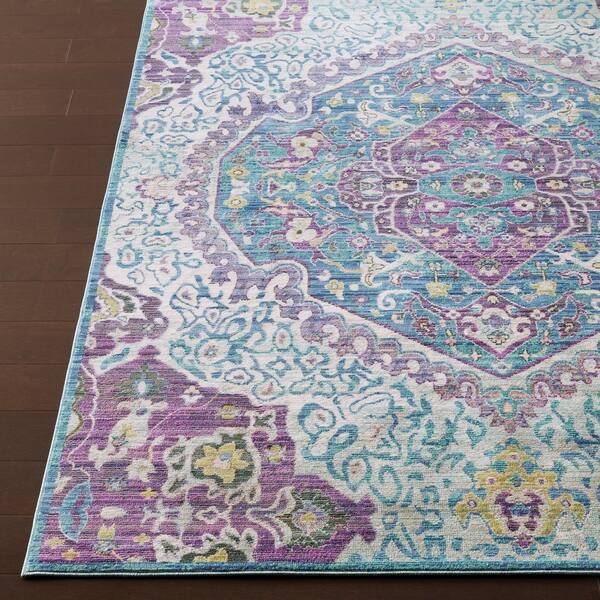Shop Claire Purple Teal Distressed Vintage Medallion Area Rug 7 10 X 10 3 Overstock 15870697