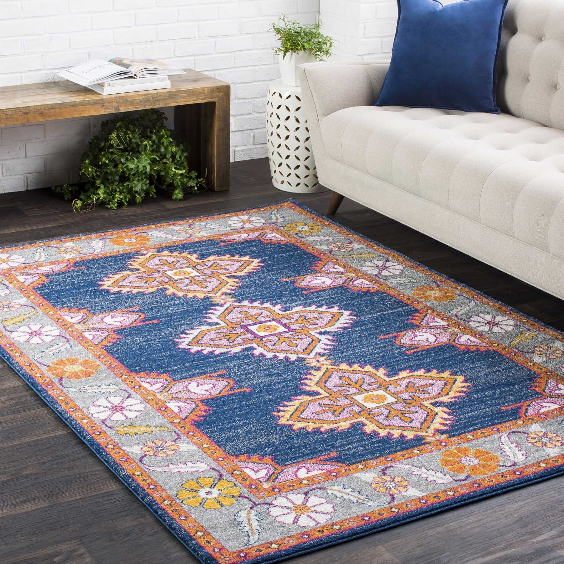 Shop HauteHali Persian Boho Navy/ Pink Area Rug 7�10 x 10�3 On
