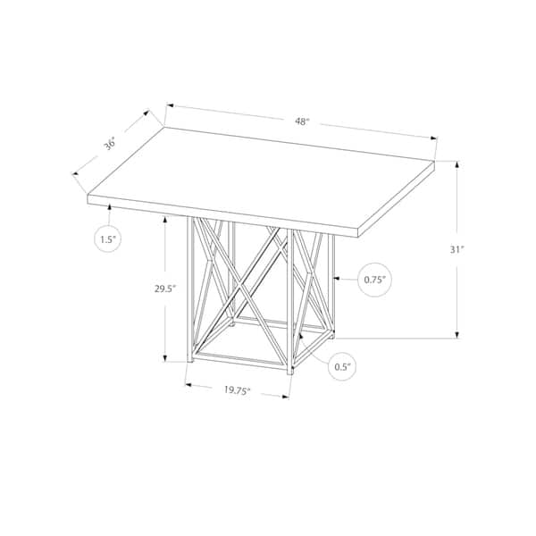 Dining Table, 48" Rectangular, Small, Kitchen, Dining Room, Metal