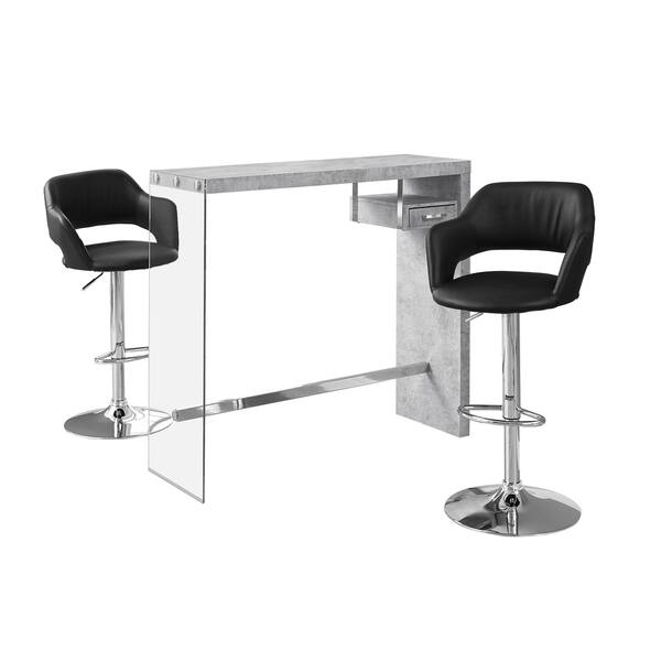 Grey Cement Chrome And Tempered Glass 48 Inches Long Home Bar Overstock