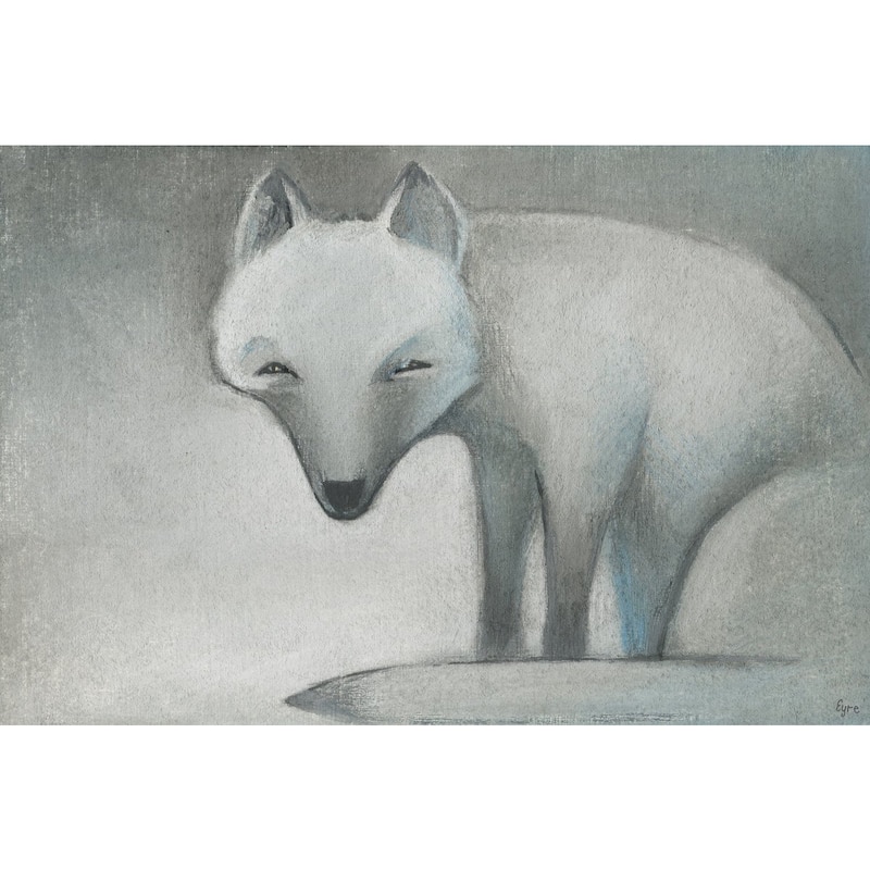 Snow Fox' Painting Print on Wrapped Canvas - Multi-Color