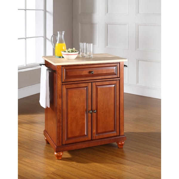 Shop Cambridge Natural Wood Top Portable Kitchen Island in ...