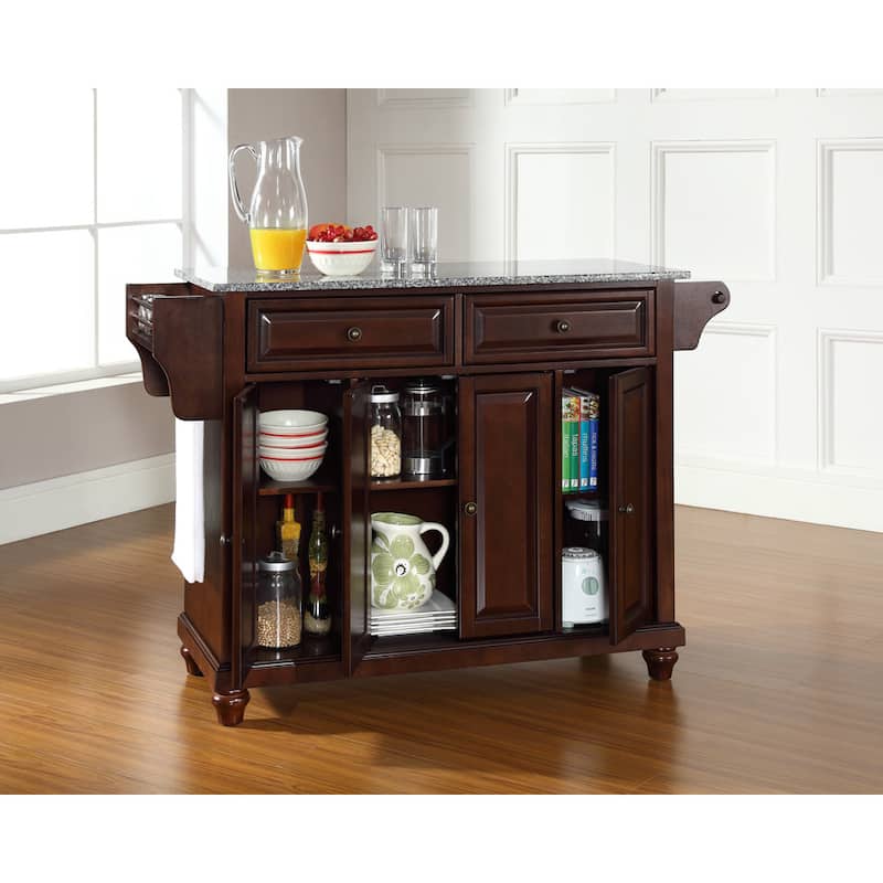 Crosley Cambridge Solid Granite Top Kitchen Island in Vintage Mahogany Finish - 18"d x 51.5"w x 35"h