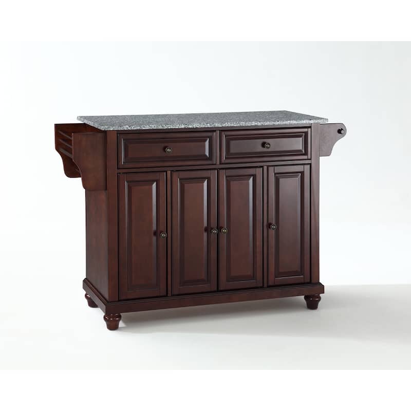 Crosley Cambridge Solid Granite Top Kitchen Island in Vintage Mahogany Finish - 18"d x 51.5"w x 35"h