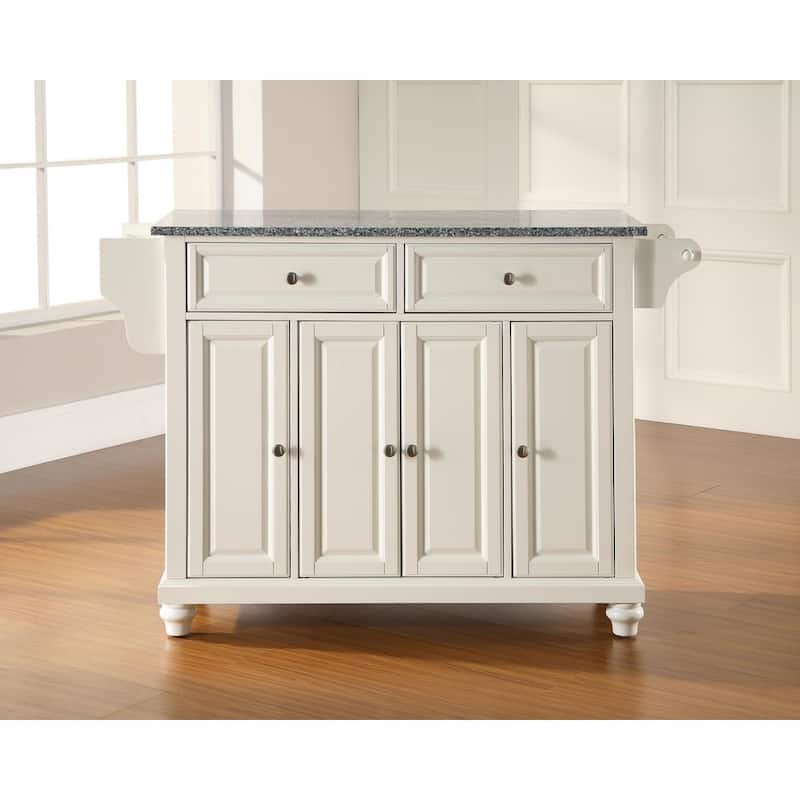 Crosley Cambridge Solid Granite Top Kitchen Island in Vintage Mahogany Finish - 51.5"W x 18"D x 36"H