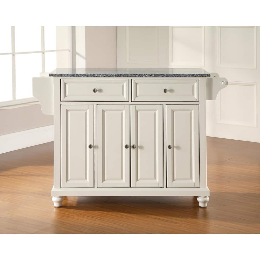 Crosley Cambridge Solid Granite Top Kitchen Island in Vintage Mahogany Finish - 51.5"W x 18"D x 36"H