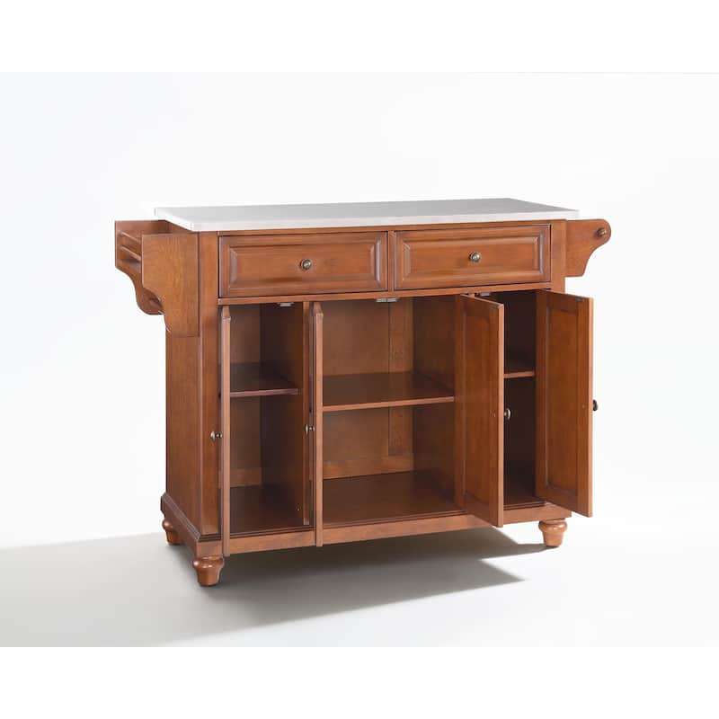 Crosley Cambridge Stainless Steel Top Kitchen Island in Classic Cherry Finish - 18"d x 51.5"w x 36"h