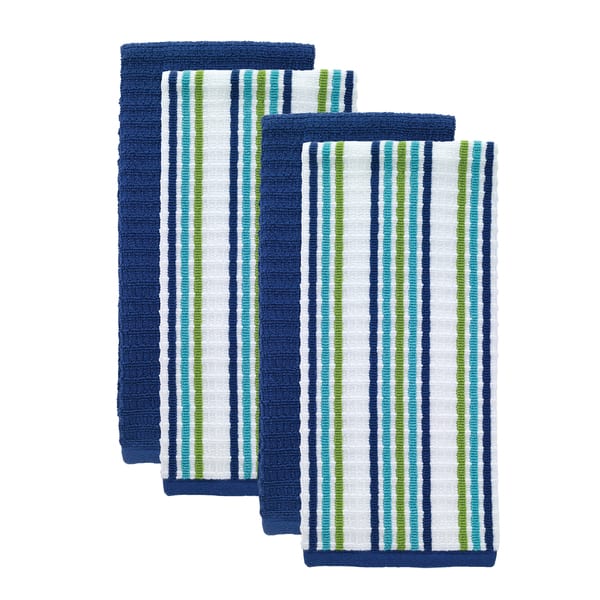 T-fal Textiles 4 Pack Solid & Stripe Waffle Terry Kitchen Dish Towel Set -  On Sale - Bed Bath & Beyond - 15872033