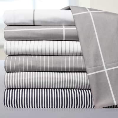 6 Piece Loft Collection Modern Classic Pinstripe Bed Sheet Sets
