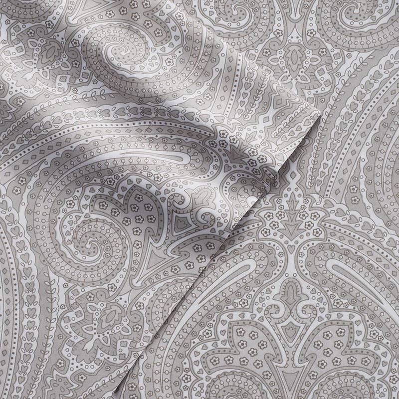 6 Piece Paisley Print Bedroom Bed Sheet Set- Grey