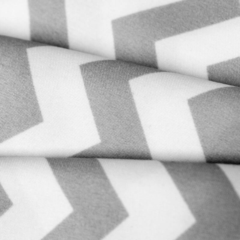 6 Piece Chevron Stripe Print Bedroom Bed Sheet Set- Grey