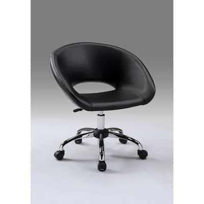 Neos Collection Upholstered PU Office Chair with Chrome Casters and adjustable height gas lift capabilities, Black