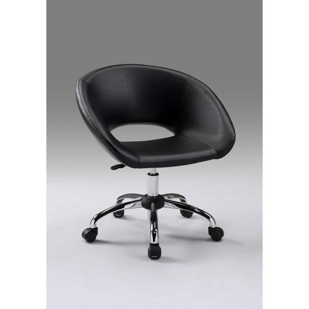 Neos Collection Upholstered PU Office Chair with Chrome Casters and adjustable height gas lift capabilities, Black