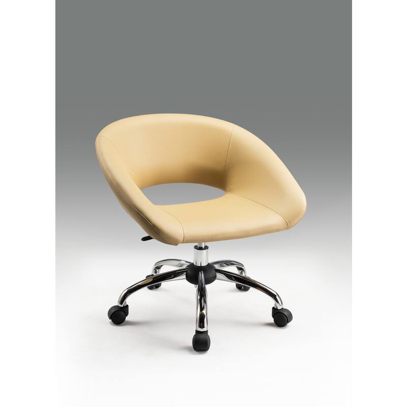 Neos Collection Upholstered PU Office Chair with Chrome Casters and adjustable height gas lift capabilities, Black