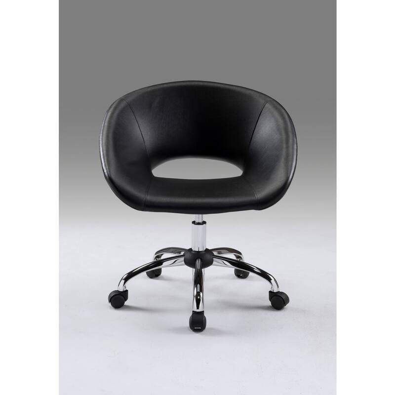Neos Collection Upholstered PU Office Chair with Chrome Casters and adjustable height gas lift capabilities, Black