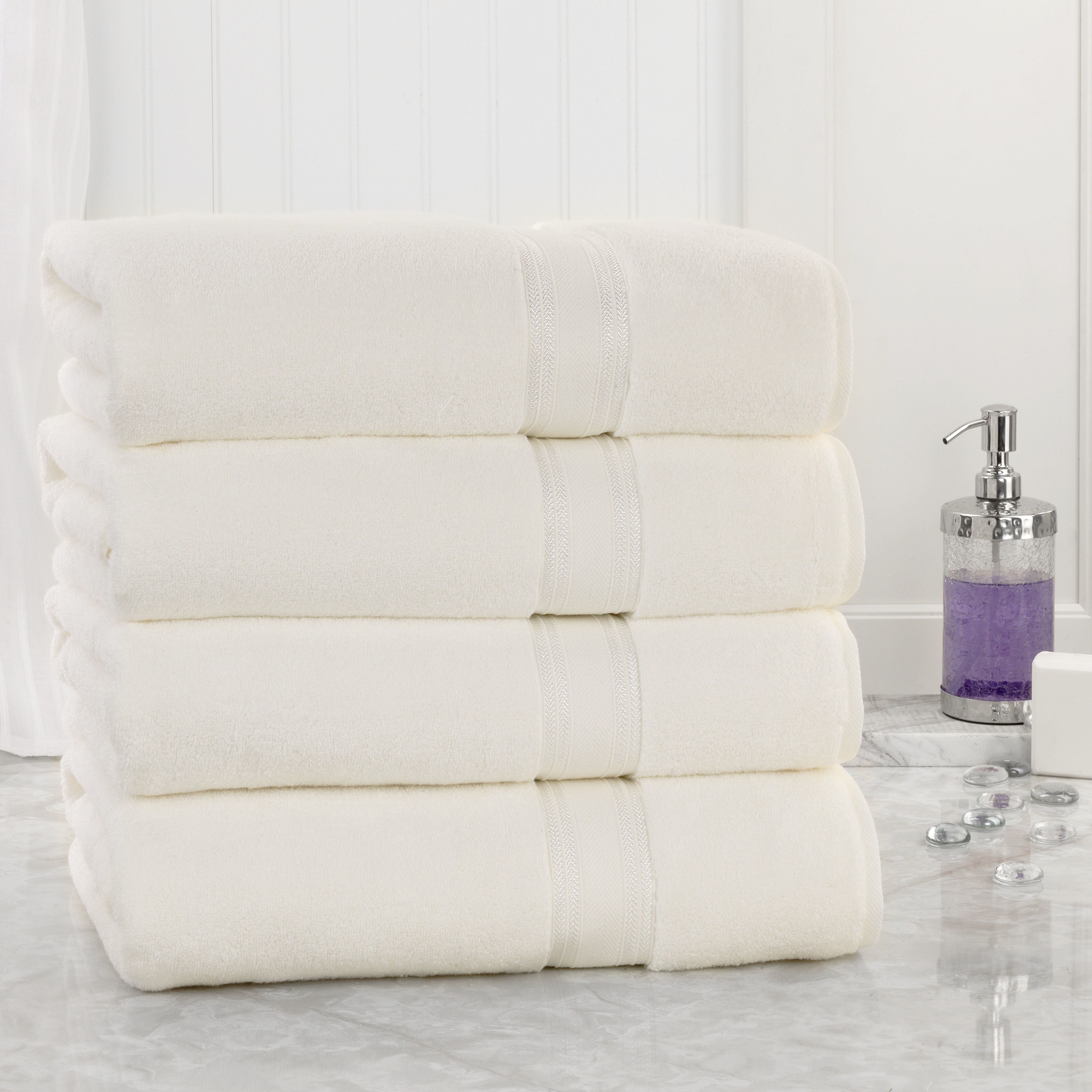 Lezeth Collection Super Absorb Zero Twist Oversized Bath Sheets 4 Pack