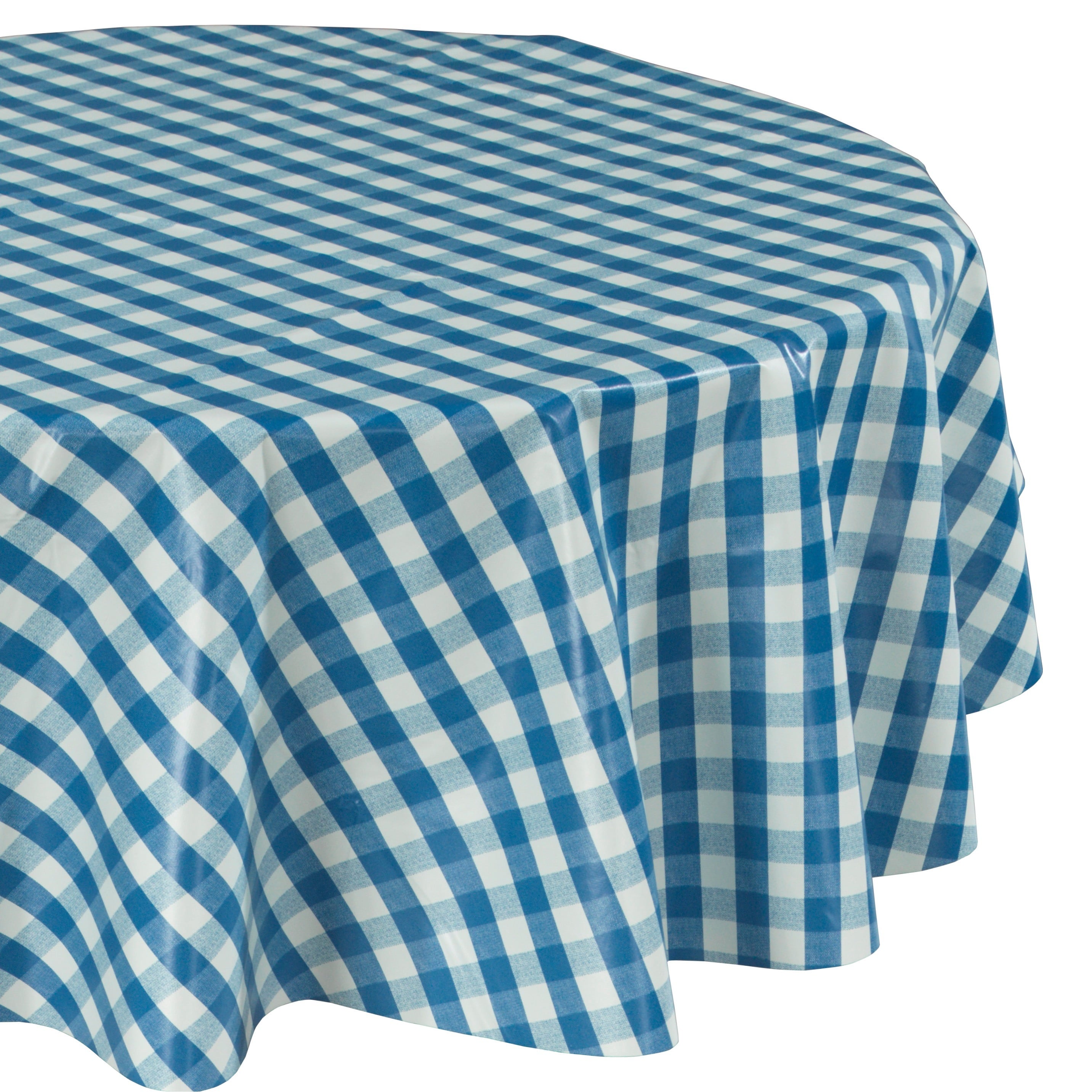 Ottomanson Vinyl Tablecloth Plaid Design Indoor & Outdoor Non-Woven Backing Tablecloth Blue 55 X 102 TAB1167-55X102 55 X 102