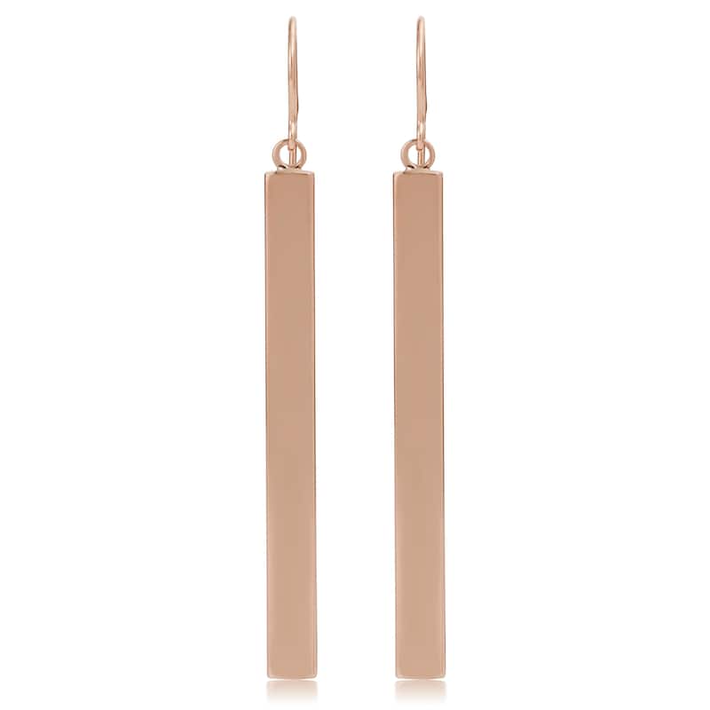 14k Yellow, White or Rose Gold Bar Drop Earrings (4mm, 2 inches)
