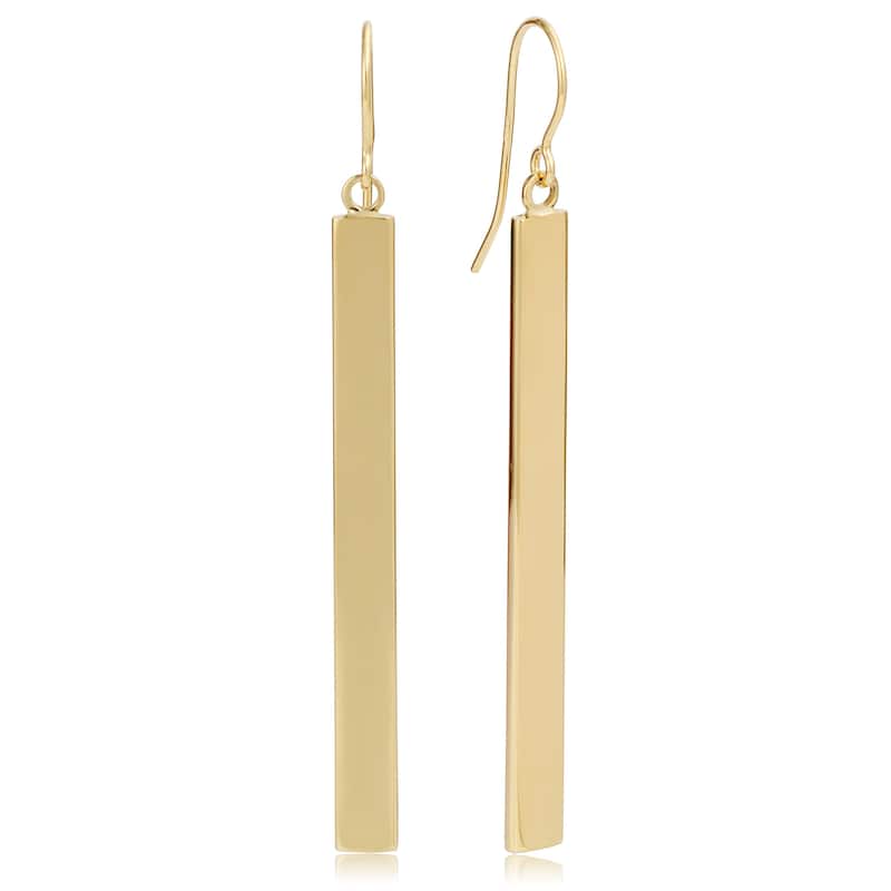 14k Yellow, White or Rose Gold Bar Drop Earrings (4mm, 2 inches)