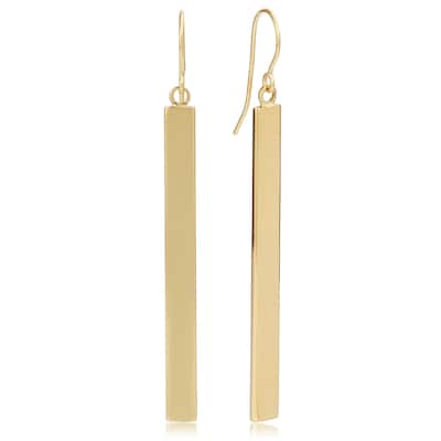 14k Yellow, White or Rose Gold Bar Drop Earrings (4mm, 2 inches)
