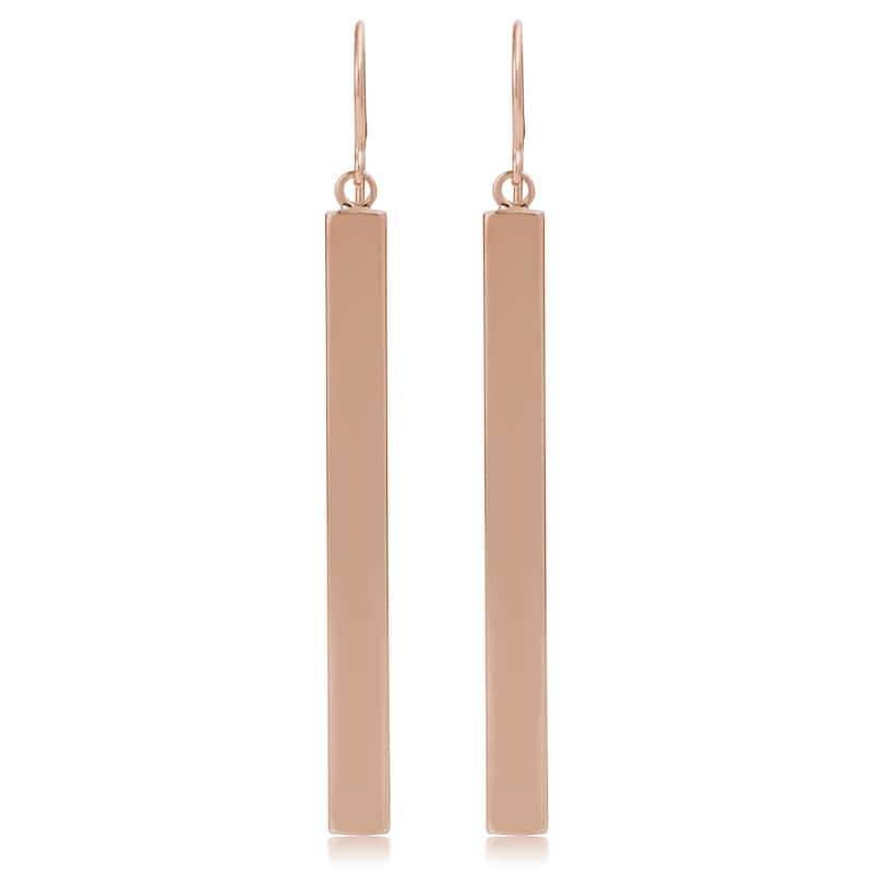 14k Yellow, White or Rose Gold Bar Drop Earrings (4mm, 2 inches)