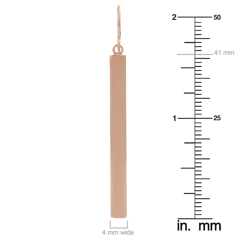 14k Yellow, White or Rose Gold Bar Drop Earrings (4mm, 2 inches)