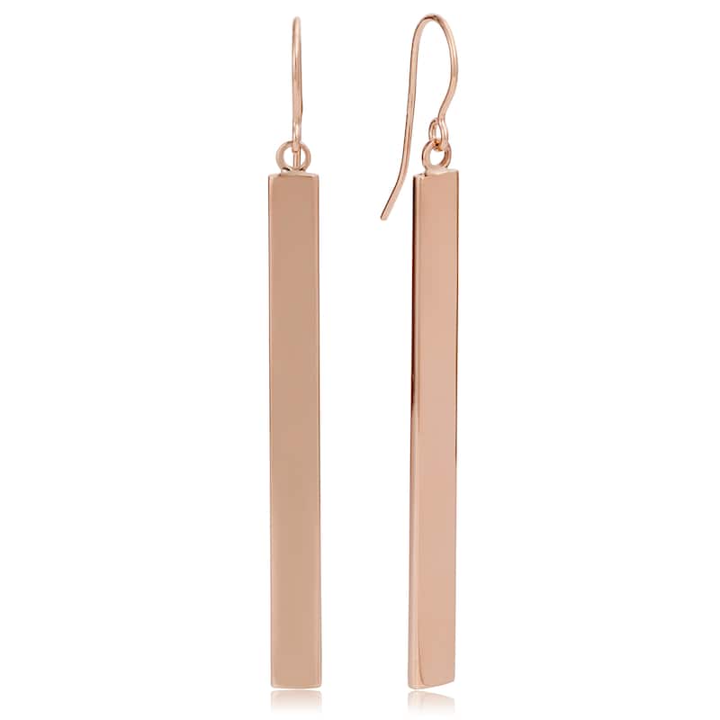 14k Yellow, White or Rose Gold Bar Drop Earrings (4mm, 2 inches)