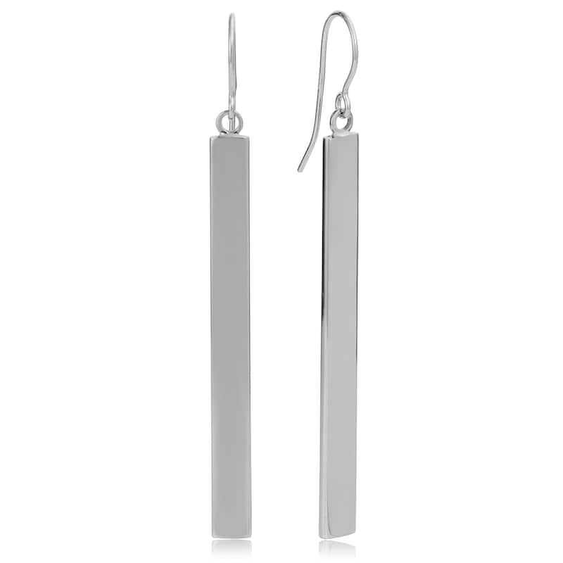 14k Yellow, White or Rose Gold Bar Drop Earrings (4mm, 2 inches)