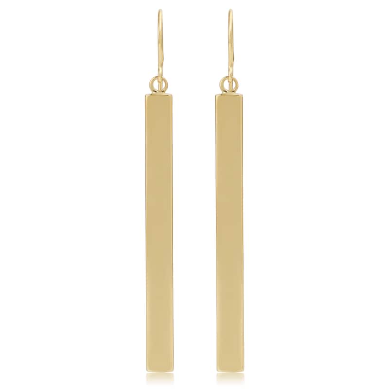 14k Yellow, White or Rose Gold Bar Drop Earrings (4mm, 2 inches)