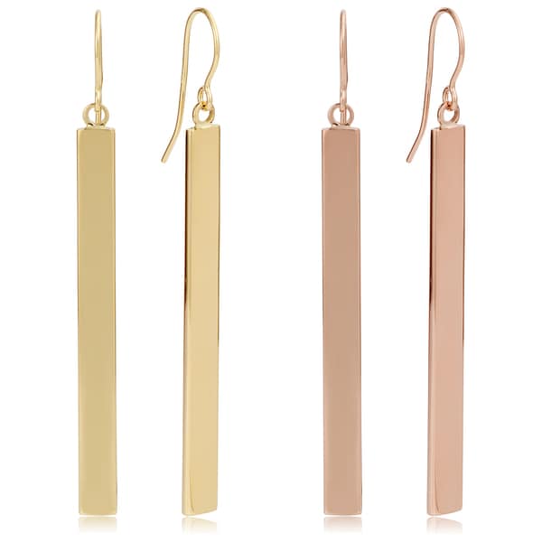 Fremada 14k Gold Bar Drop Earrings 4mm 2 Inches On Fremada 14k Gold Bar Drop Earrings 4mm 2 Inches