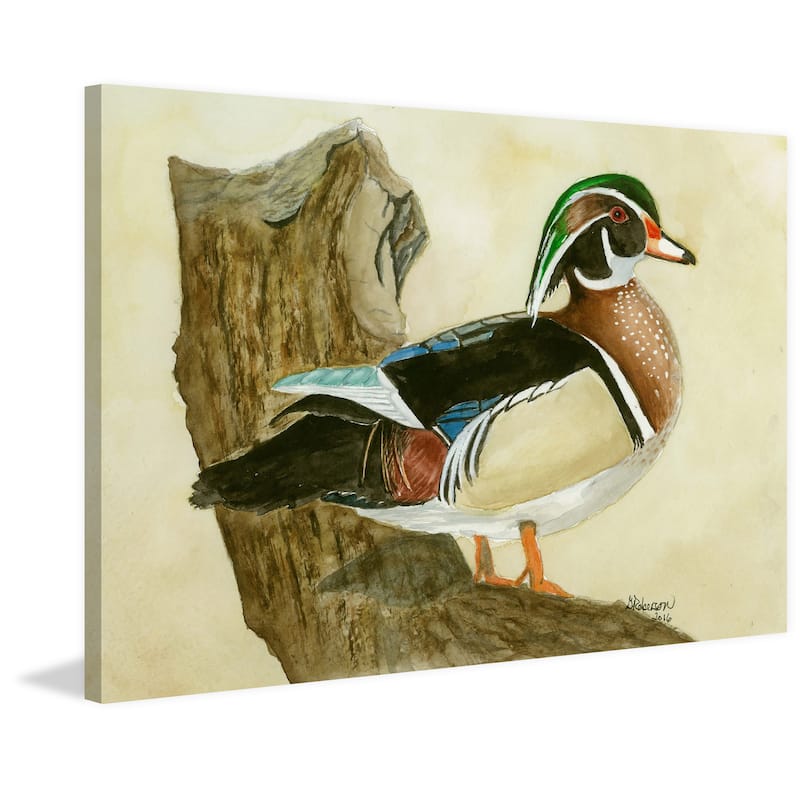 'Woodduck' Painting Print on Wrapped Canvas - Multi-Color