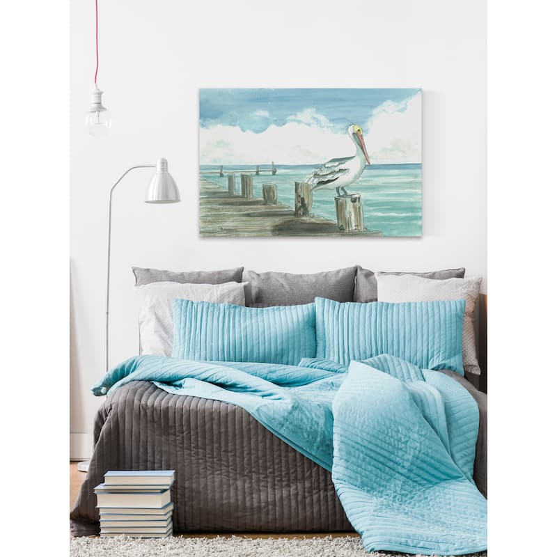 'Sitting on the Dock' Painting Print on Wrapped Canvas - Multi-Color