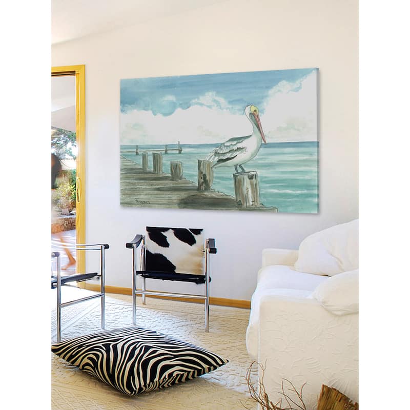 'Sitting on the Dock' Painting Print on Wrapped Canvas - Multi-Color