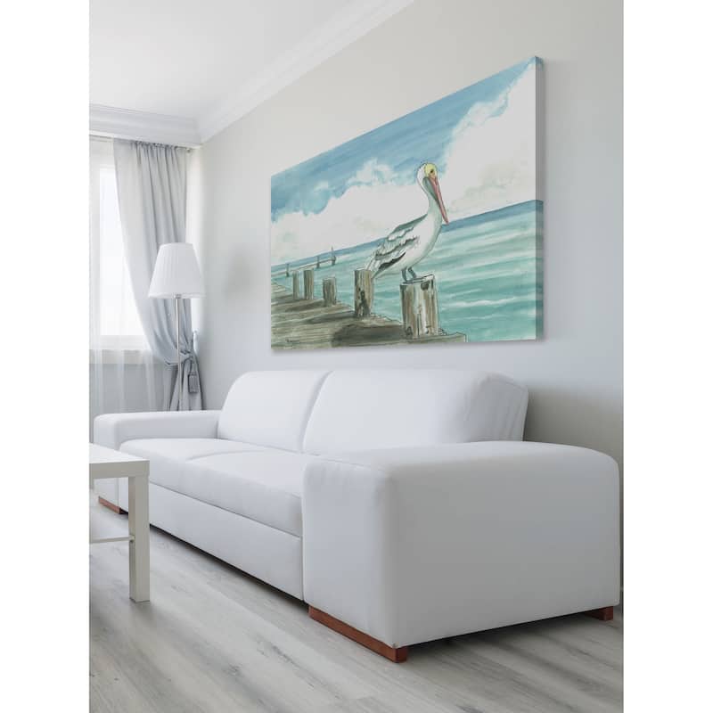 'Sitting on the Dock' Painting Print on Wrapped Canvas - Multi-Color
