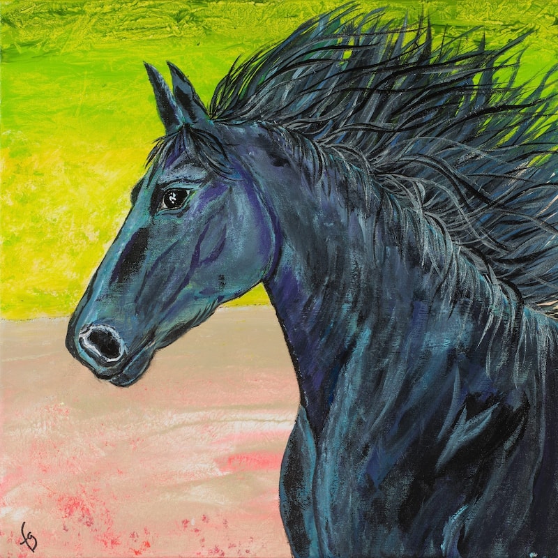 'Black Beauty' Painting Print on Wrapped Canvas - Multi-Color