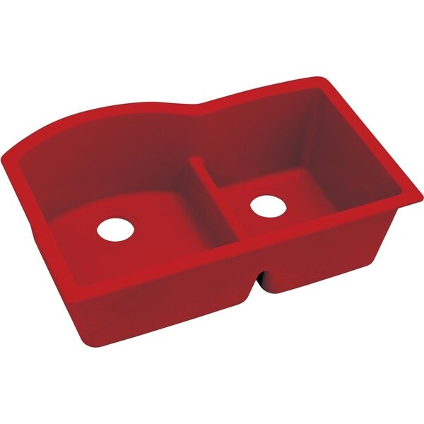 Elkay Quartz Luxe 33" x 22" x 10", Offset 60/40 Double Bowl Undermount Sink with Aqua Divide, Maraschino