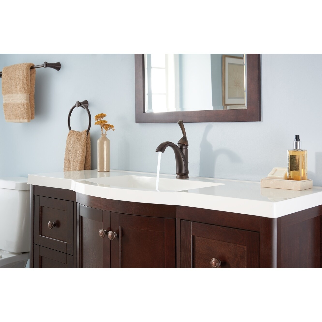 Delta Haywood Oil Rubbed Bronze Widespread 3-Hole Bathroom Faucet With Drain – Model 35999LF-RB (Open Box)
