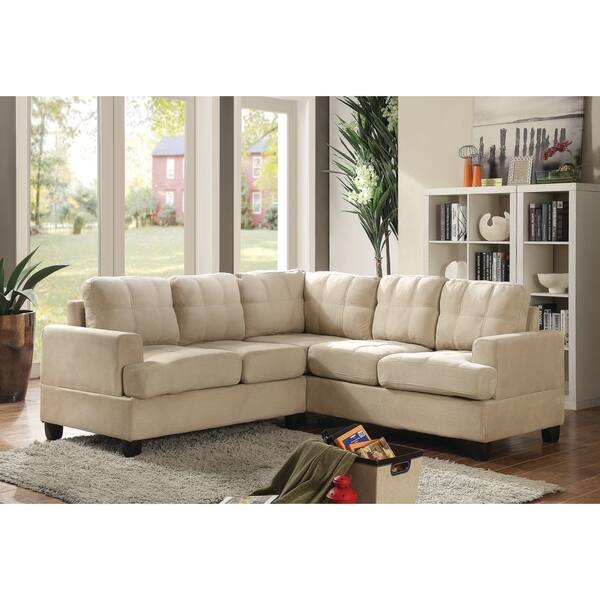Shop Lyke Home Contemporary Tufted Suede Sectional Sofa Free