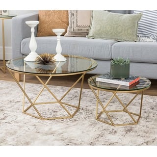 slide 1 of 1, Geometric Glass Nesting Coffee Tables