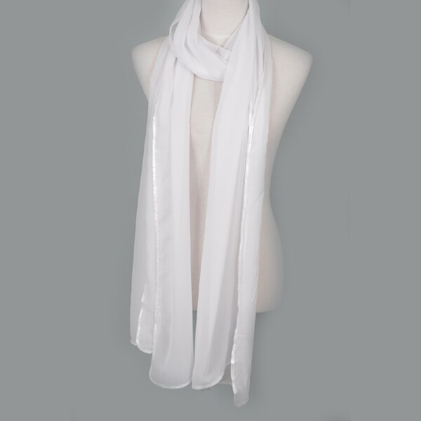 white chiffon wrap shawl