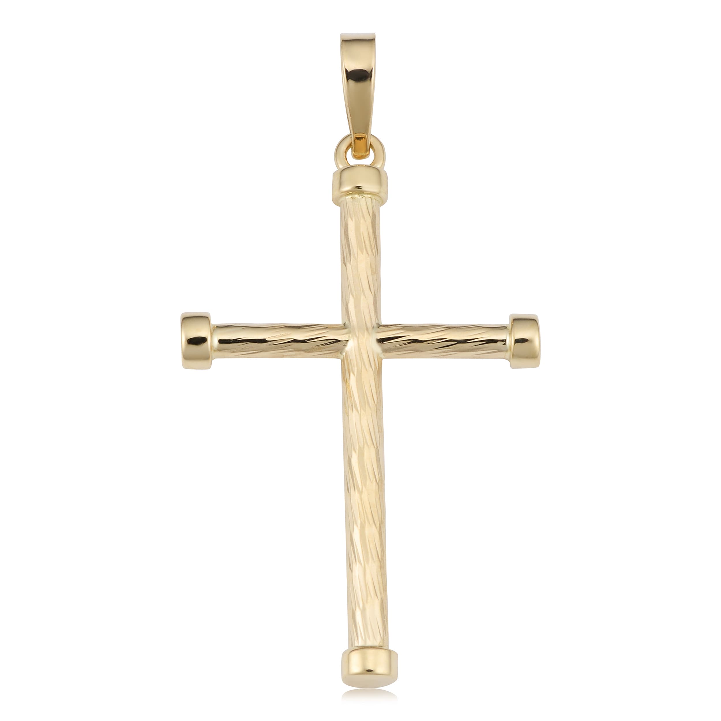14K Real Yellow Gold Small Tiny Religious Cross Charm Pendant Baby & Children